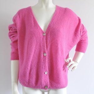 Hot Pink Mohair Blend Loose fitting Cardigan